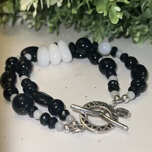 Studio Barse Black Onyx White Jade Bracelet 8”